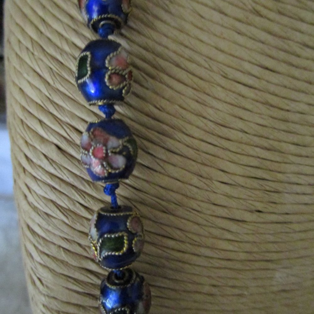 Vintage Enameled Cloisonne Beaded Strand Necklace - Picture 3 of 5
